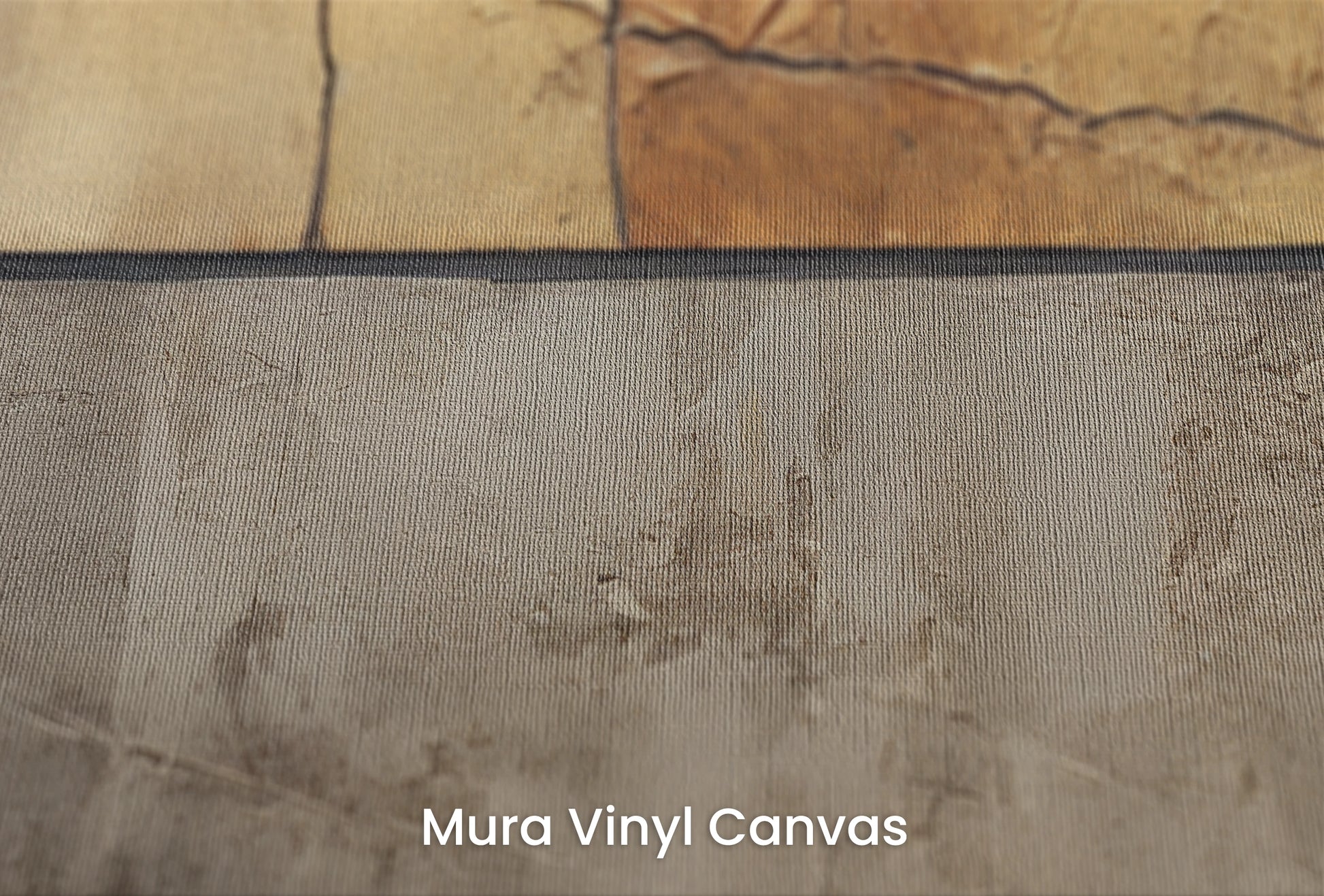 Zbliżenie na artystyczną fototapetę o nazwie Golden Divide na podłożu Mura Vinyl Canvas - faktura naturalnego płótna.