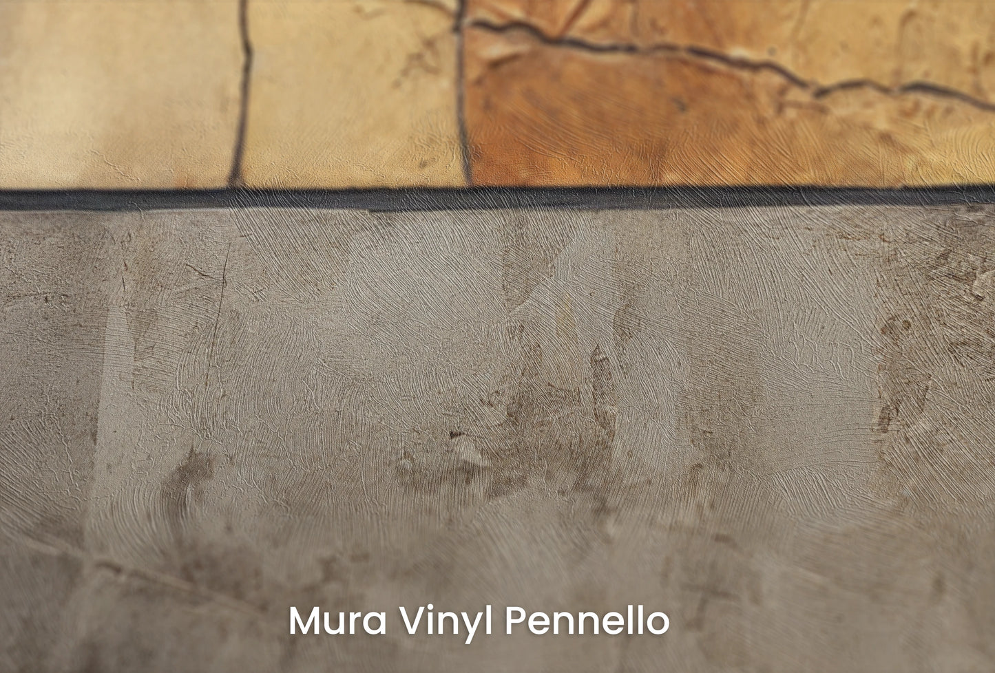 Zbliżenie na artystyczną fototapetę o nazwie Golden Divide na podłożu Mura Vinyl Pennello - faktura pociągnięć pędzla malarskiego.