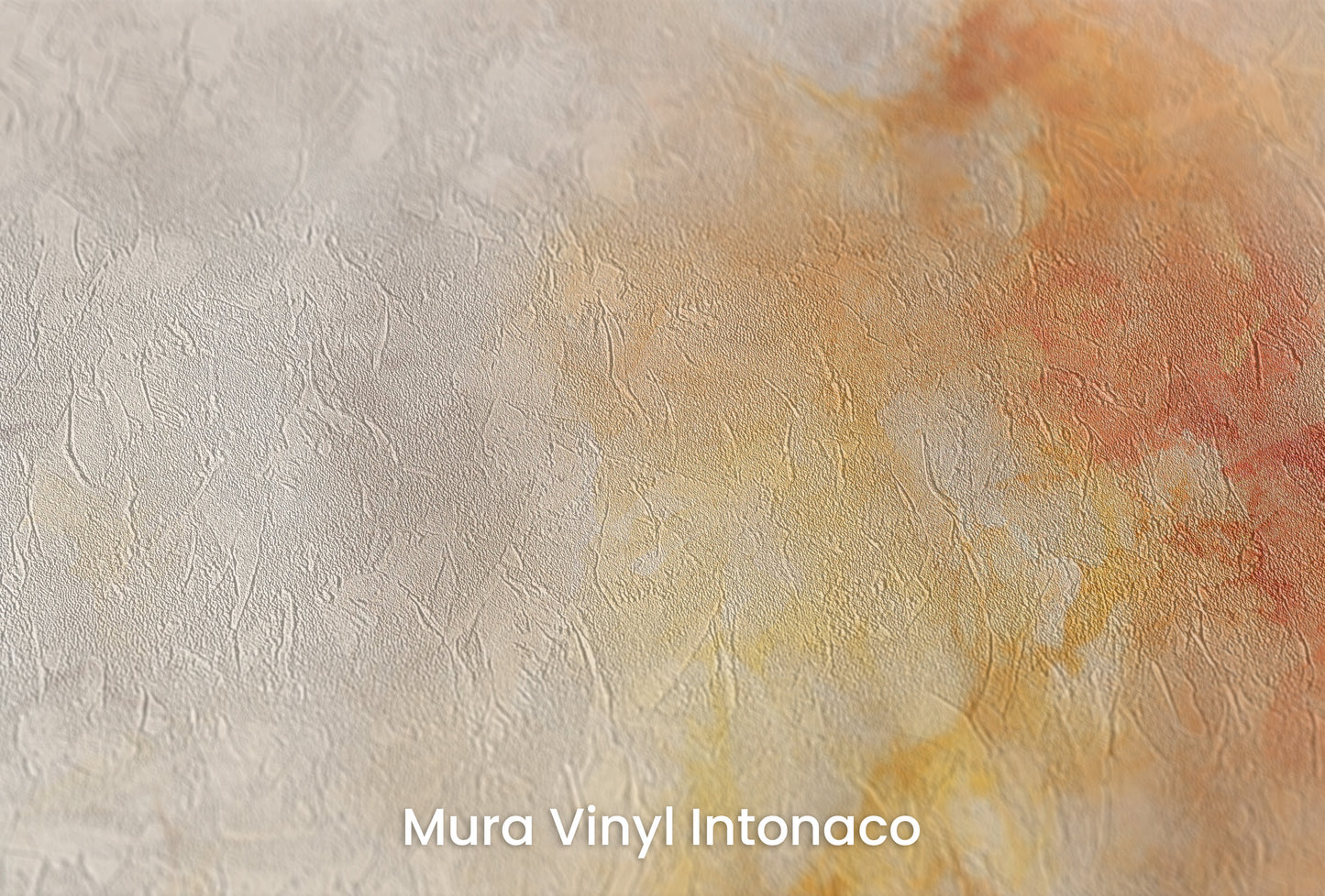 Zbliżenie na artystyczną fototapetę o nazwie NEBULOUS WARMTH na podłożu Mura Vinyl Intonaco - struktura tartego tynku.
