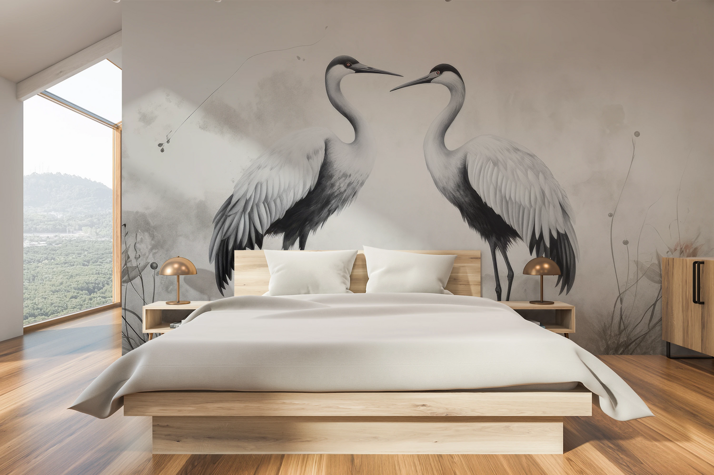 Wzór fototapety artystycznej o nazwie Gentle Gaze pokazanej w aranżacji wnętrza.