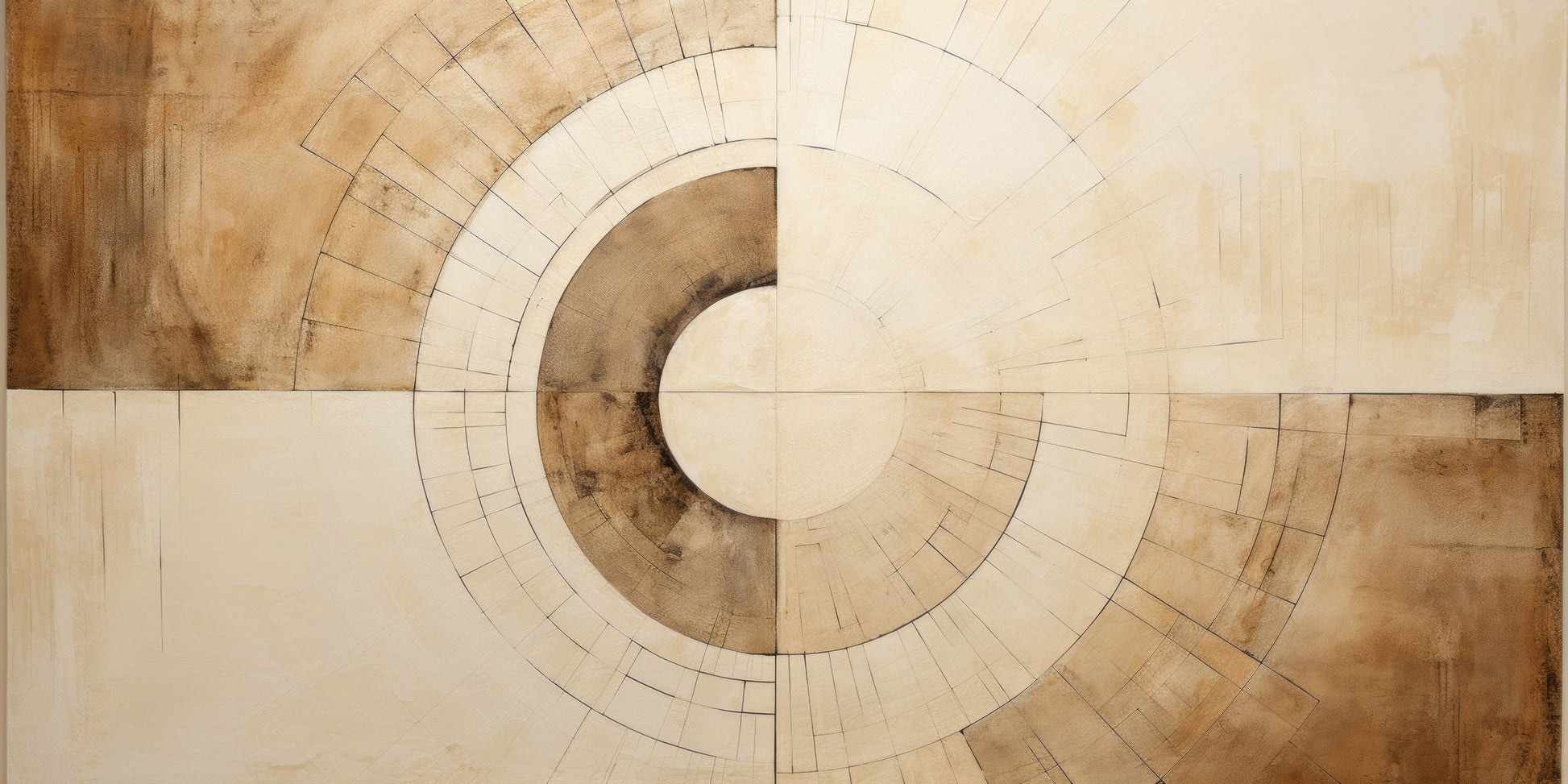 Prezentacja całego wzoru fototapety o nazwie SEPIA GEOMETRIC AURORA