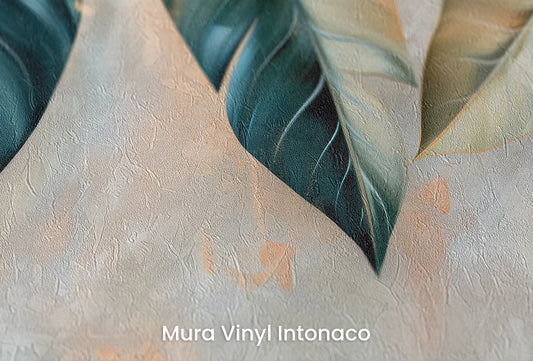 Zbliżenie na artystyczną fototapetę o nazwie Mystic Frost na podłożu Mura Vinyl Intonaco - struktura tartego tynku.