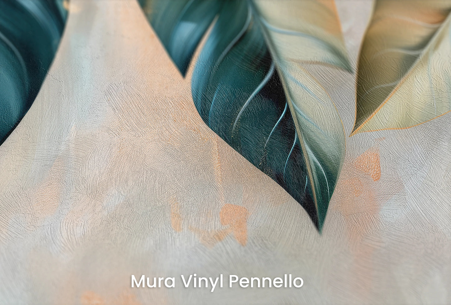 Zbliżenie na artystyczną fototapetę o nazwie Mystic Frost na podłożu Mura Vinyl Pennello - faktura pociągnięć pędzla malarskiego.