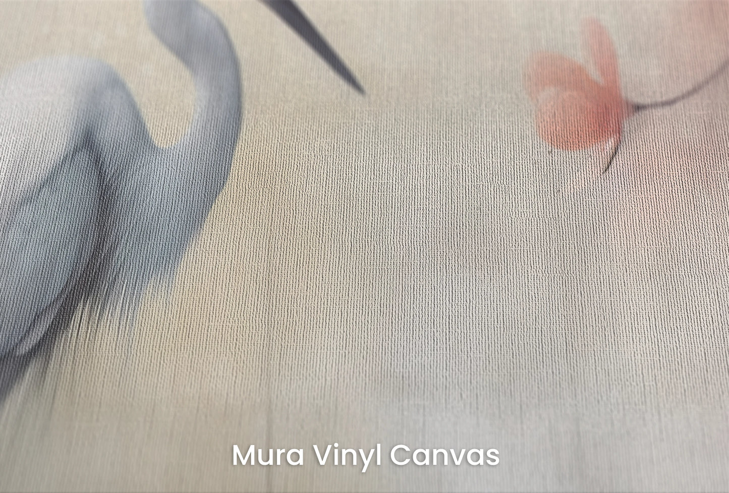 Zbliżenie na artystyczną fototapetę o nazwie Heron Elegance na podłożu Mura Vinyl Canvas - faktura naturalnego płótna.