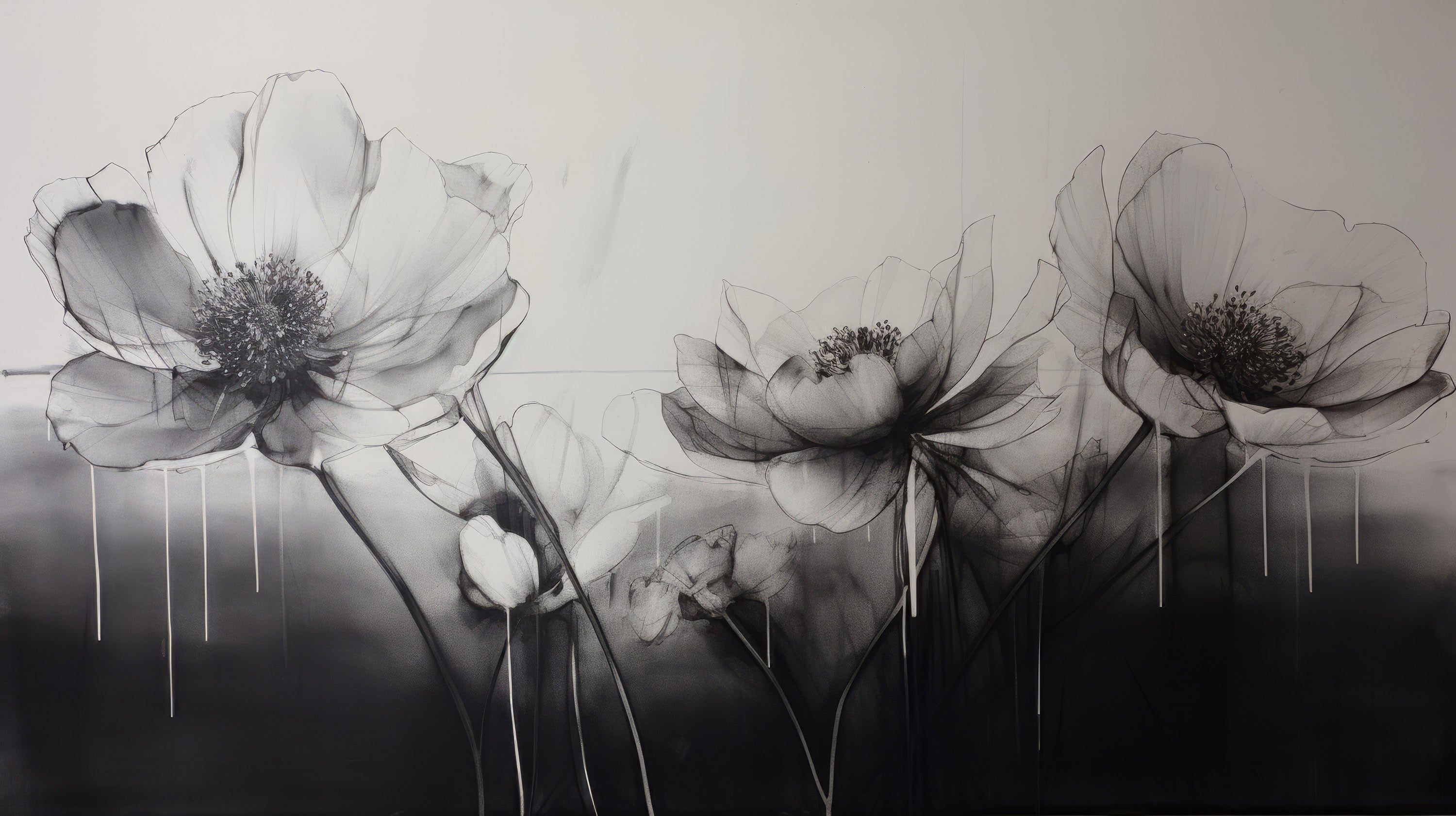 Podgląd wzoru: Prezentacja całego wzoru fototapety o nazwie GRAPHITE GARDEN GRACE