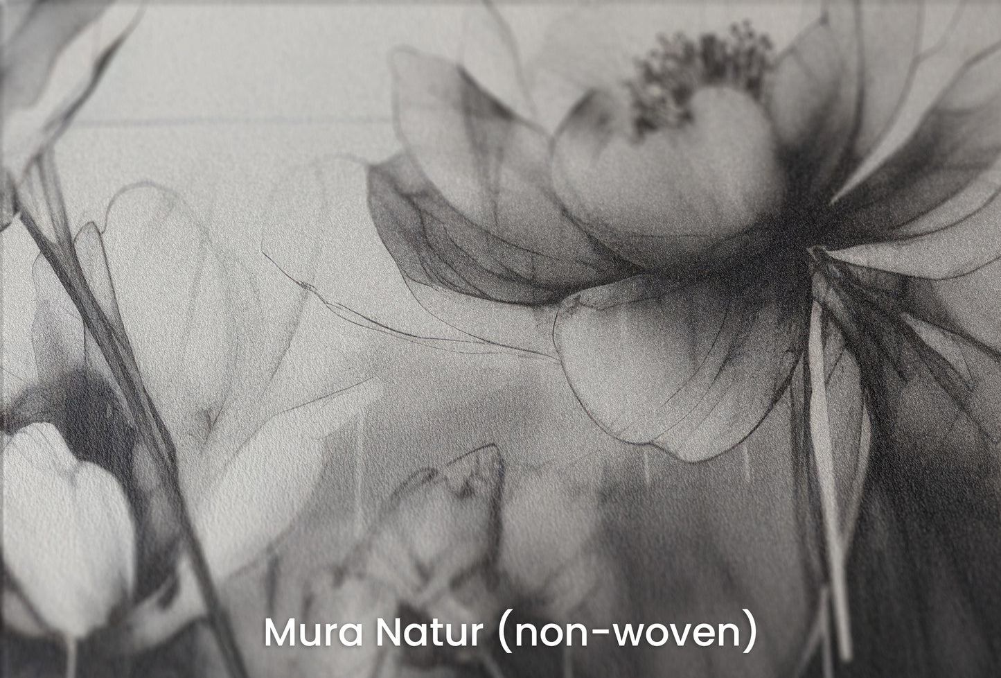 Zbliżenie na artystyczną fototapetę o nazwie GRAPHITE GARDEN GRACE na podłożu Mura Natur (non-woven) - naturalne i ekologiczne podłoże.