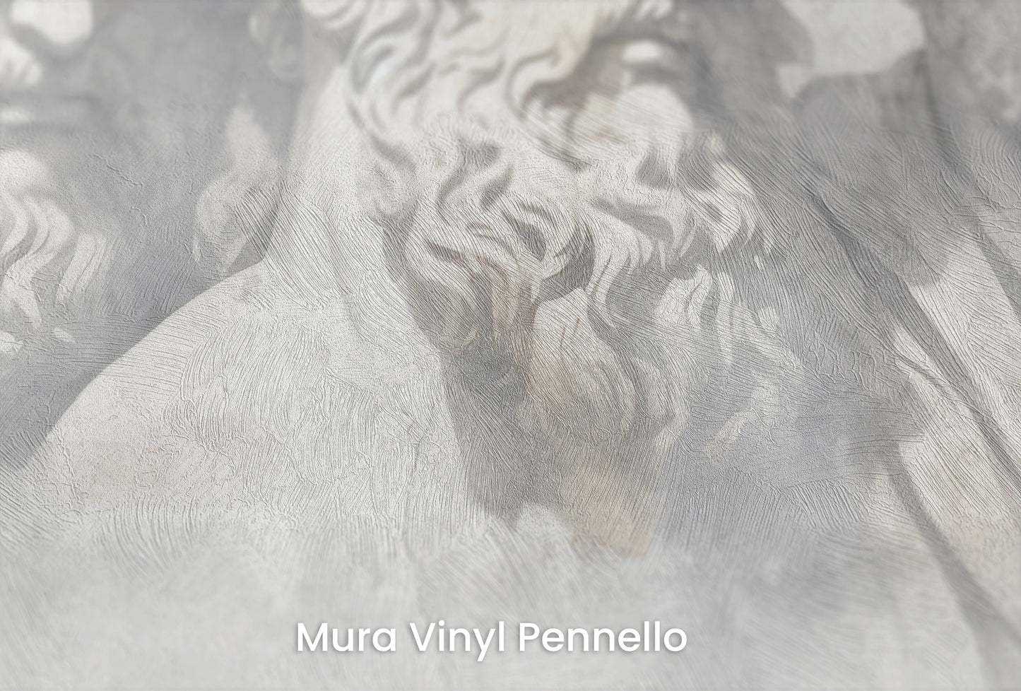 Zbliżenie na artystyczną fototapetę o nazwie Wisdom in the Shadows na podłożu Mura Vinyl Pennello - faktura pociągnięć pędzla malarskiego.