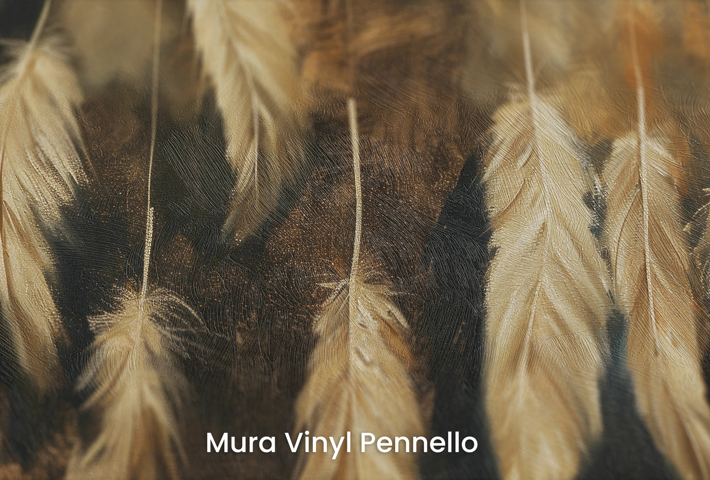 Zbliżenie na artystyczną fototapetę o nazwie Golden Essence na podłożu Mura Vinyl Pennello - faktura pociągnięć pędzla malarskiego.