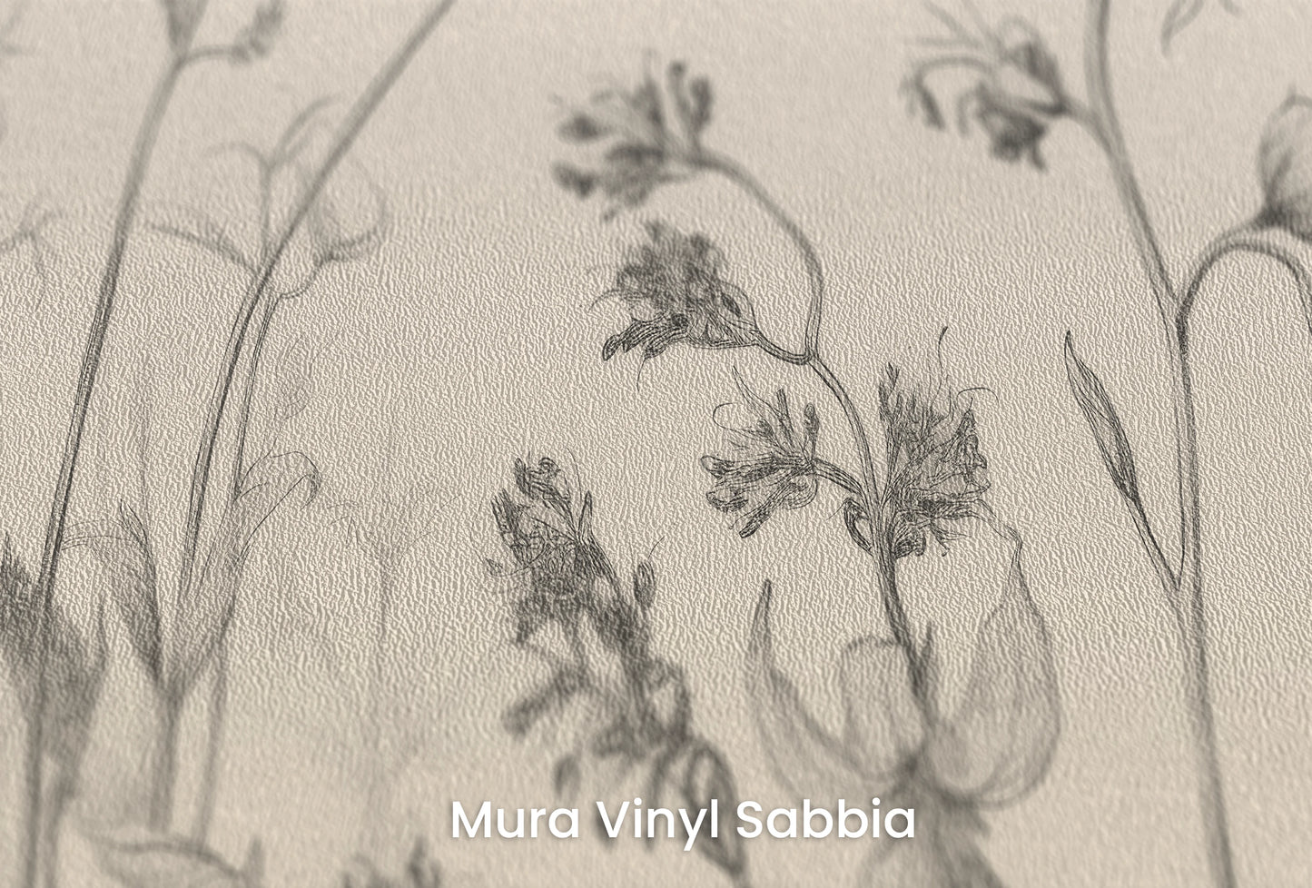 Zbliżenie na artystyczną fototapetę o nazwie Blossom Array na podłożu Mura Vinyl Sabbia struktura grubego ziarna piasku.