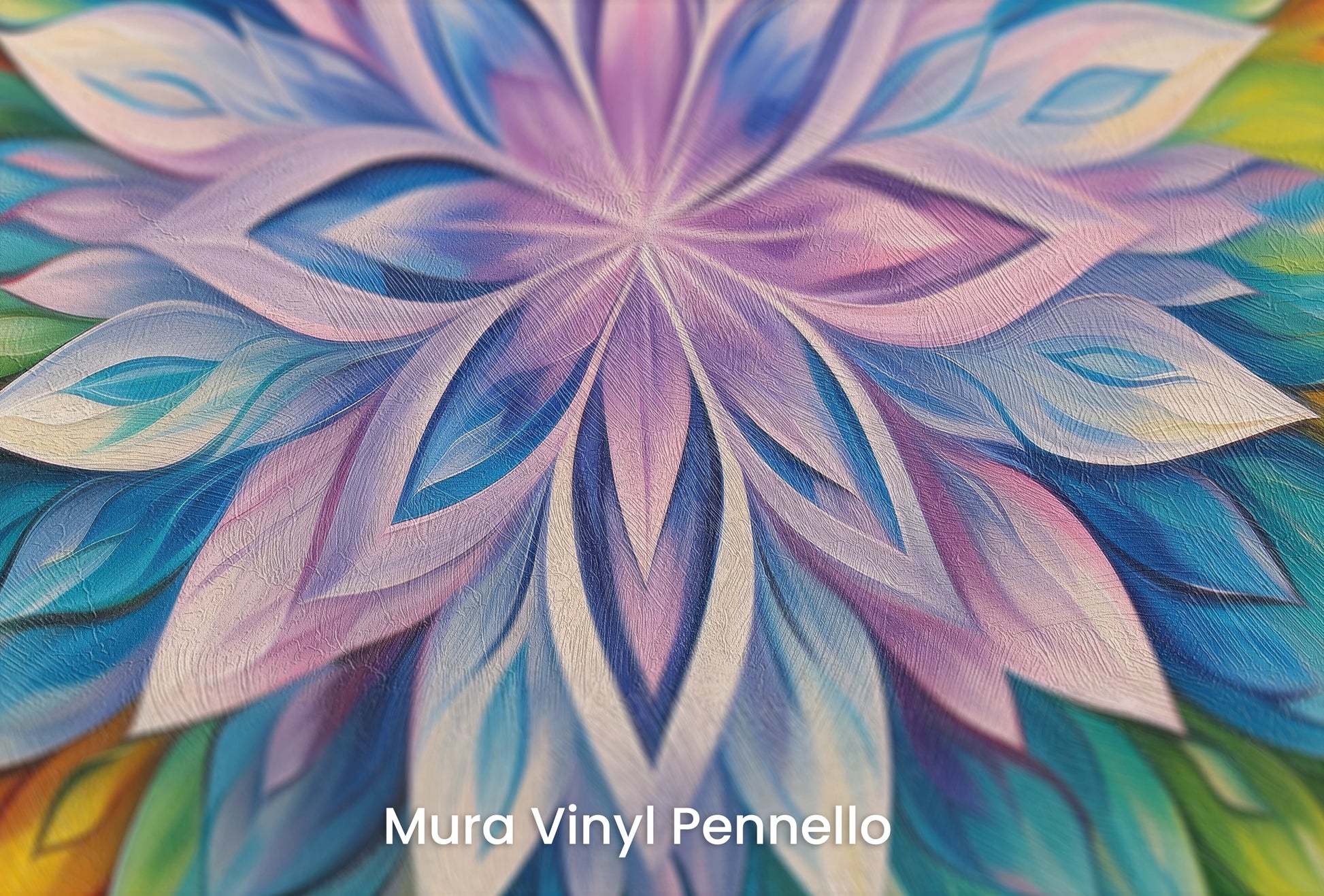 Zbliżenie na artystyczną fototapetę o nazwie Fiery Lotus na podłożu Mura Vinyl Pennello - faktura pociągnięć pędzla malarskiego.