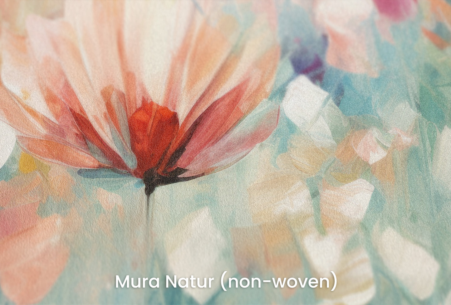 Zbliżenie na artystyczną fototapetę o nazwie Serene Flora #3 na podłożu Mura Natur (non-woven) - naturalne i ekologiczne podłoże.