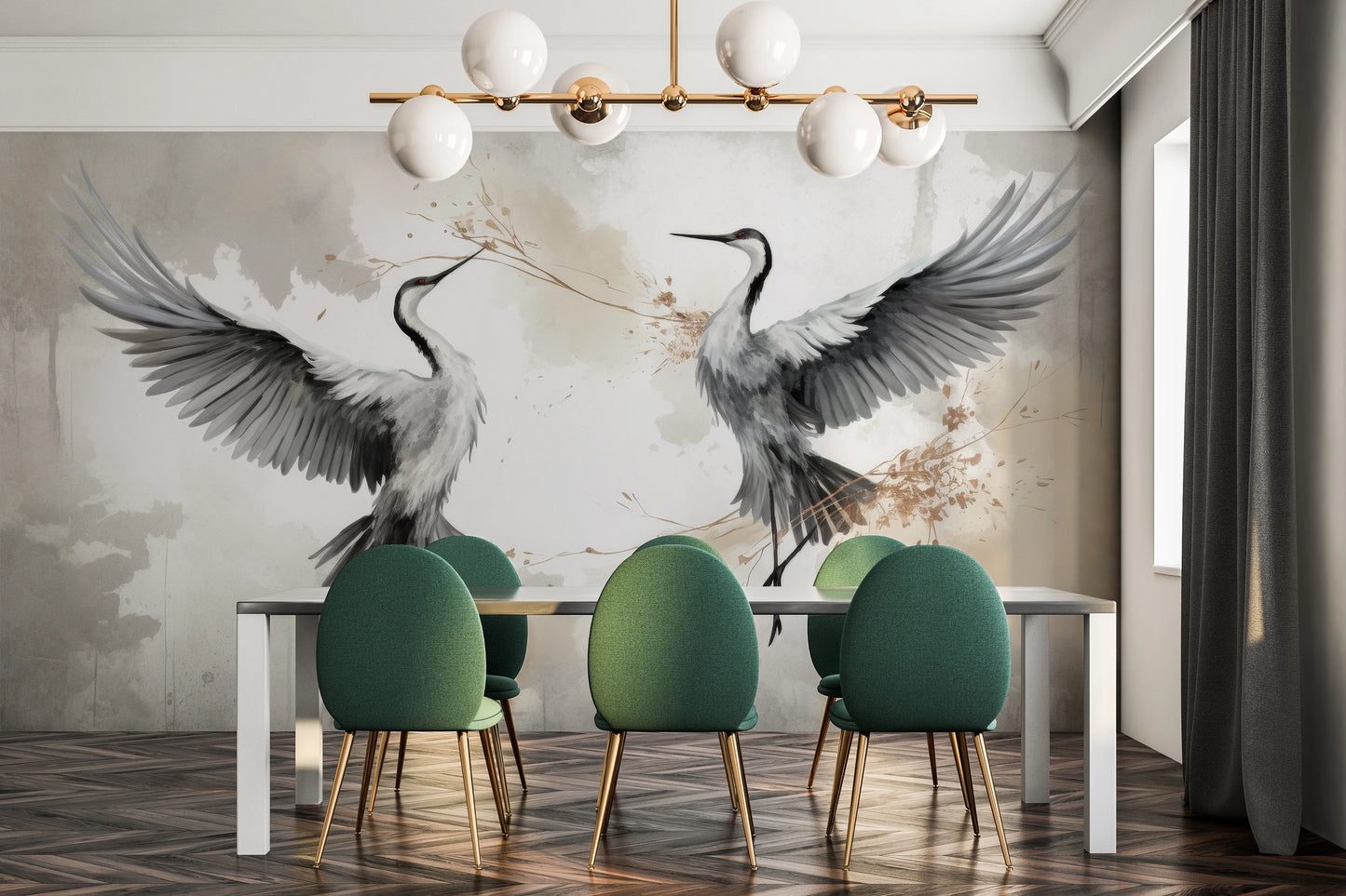 Wzór fototapety artystycznej o nazwie Wings of Freedom pokazanej w aranżacji wnętrza.
