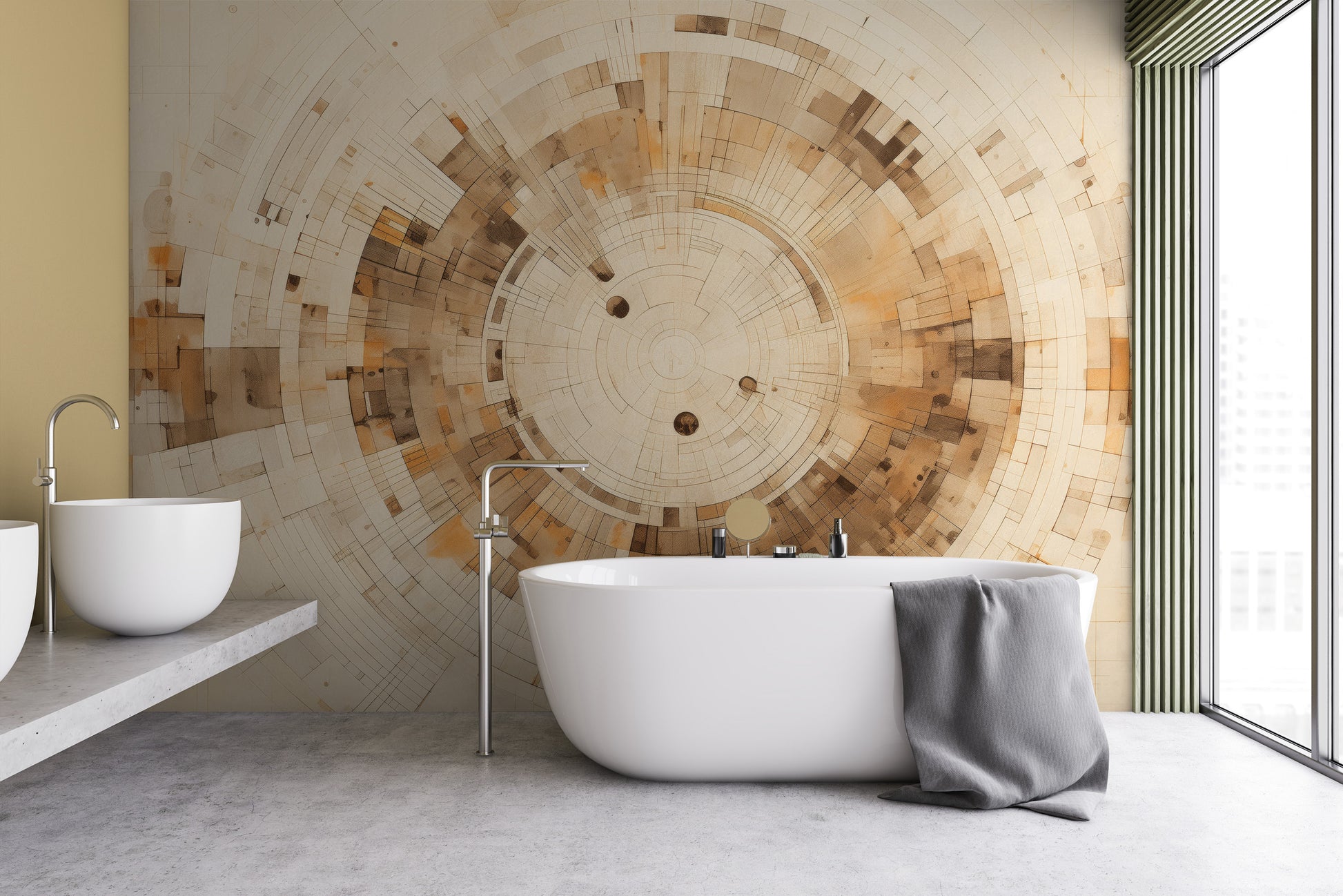 Fototapeta o nazwie PIXELATED VORTEX IN EARTHEN TONES użyta w aranzacji wnętrza.