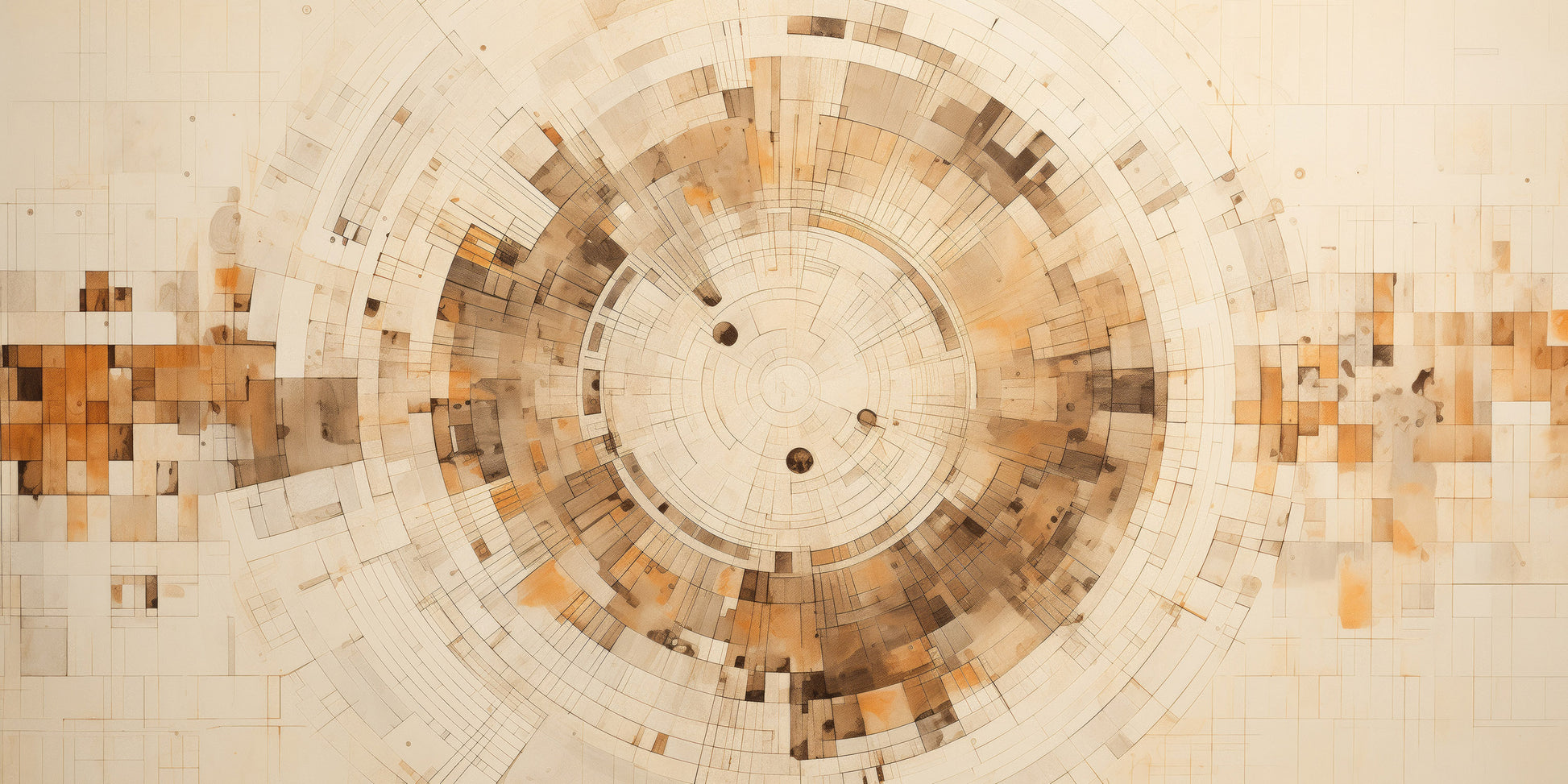 Prezentacja całego wzoru fototapety o nazwie PIXELATED VORTEX IN EARTHEN TONES