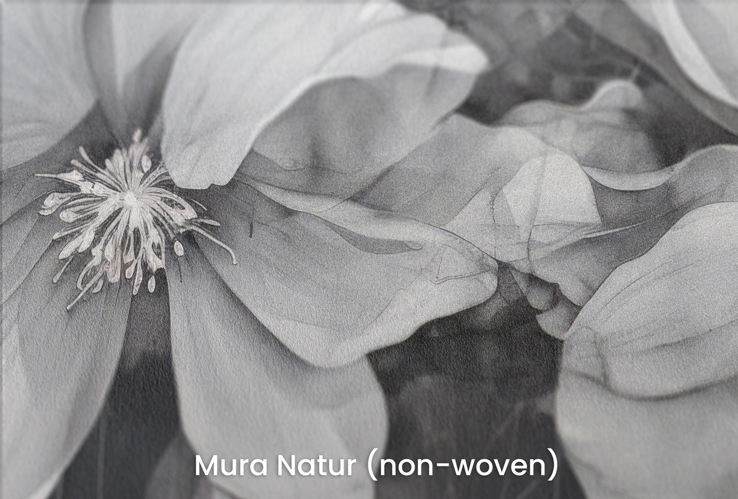 Zbliżenie na artystyczną fototapetę o nazwie CHARCOAL FLORAL CASCADE na podłożu Mura Natur (non-woven) - naturalne i ekologiczne podłoże.