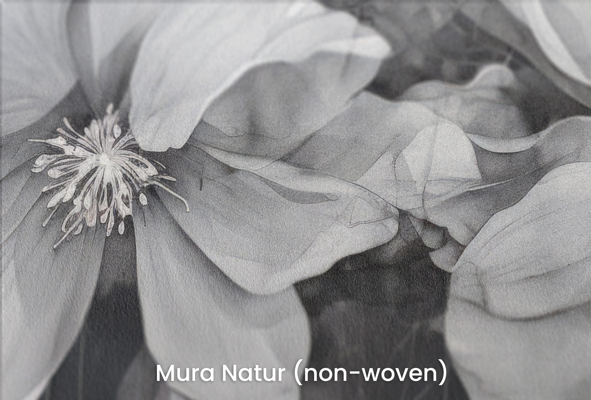 Zbliżenie na artystyczną fototapetę o nazwie CHARCOAL FLORAL CASCADE na podłożu Mura Natur (non-woven) - naturalne i ekologiczne podłoże.