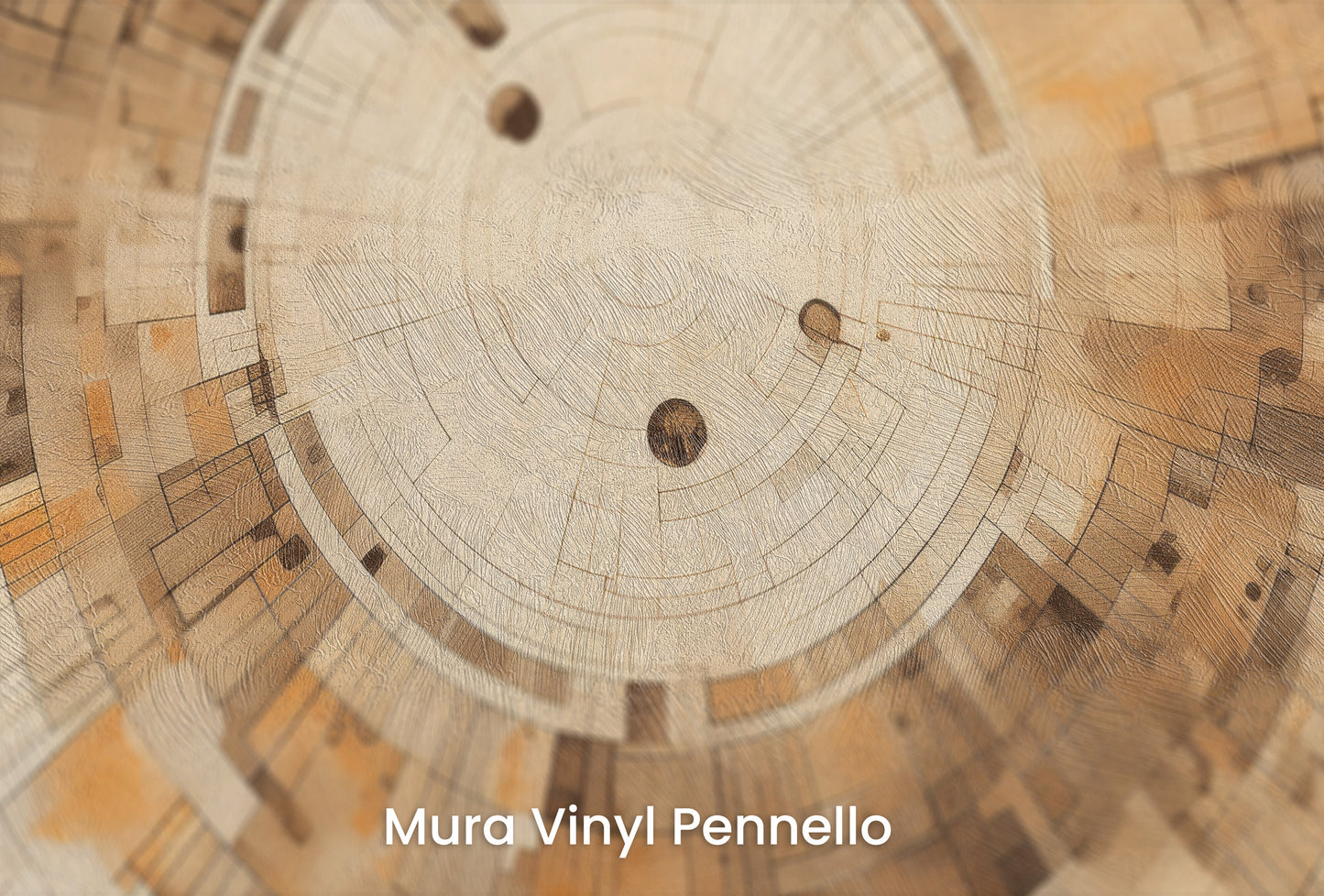 Zbliżenie na artystyczną fototapetę o nazwie PIXELATED VORTEX IN EARTHEN TONES na podłożu Mura Vinyl Pennello - faktura pociągnięć pędzla malarskiego.