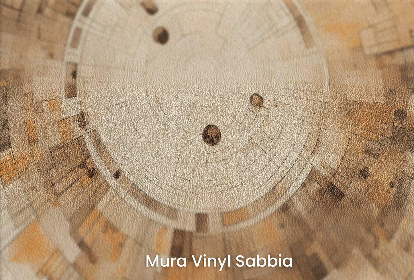 Zbliżenie na artystyczną fototapetę o nazwie PIXELATED VORTEX IN EARTHEN TONES na podłożu Mura Vinyl Sabbia struktura grubego ziarna piasku.