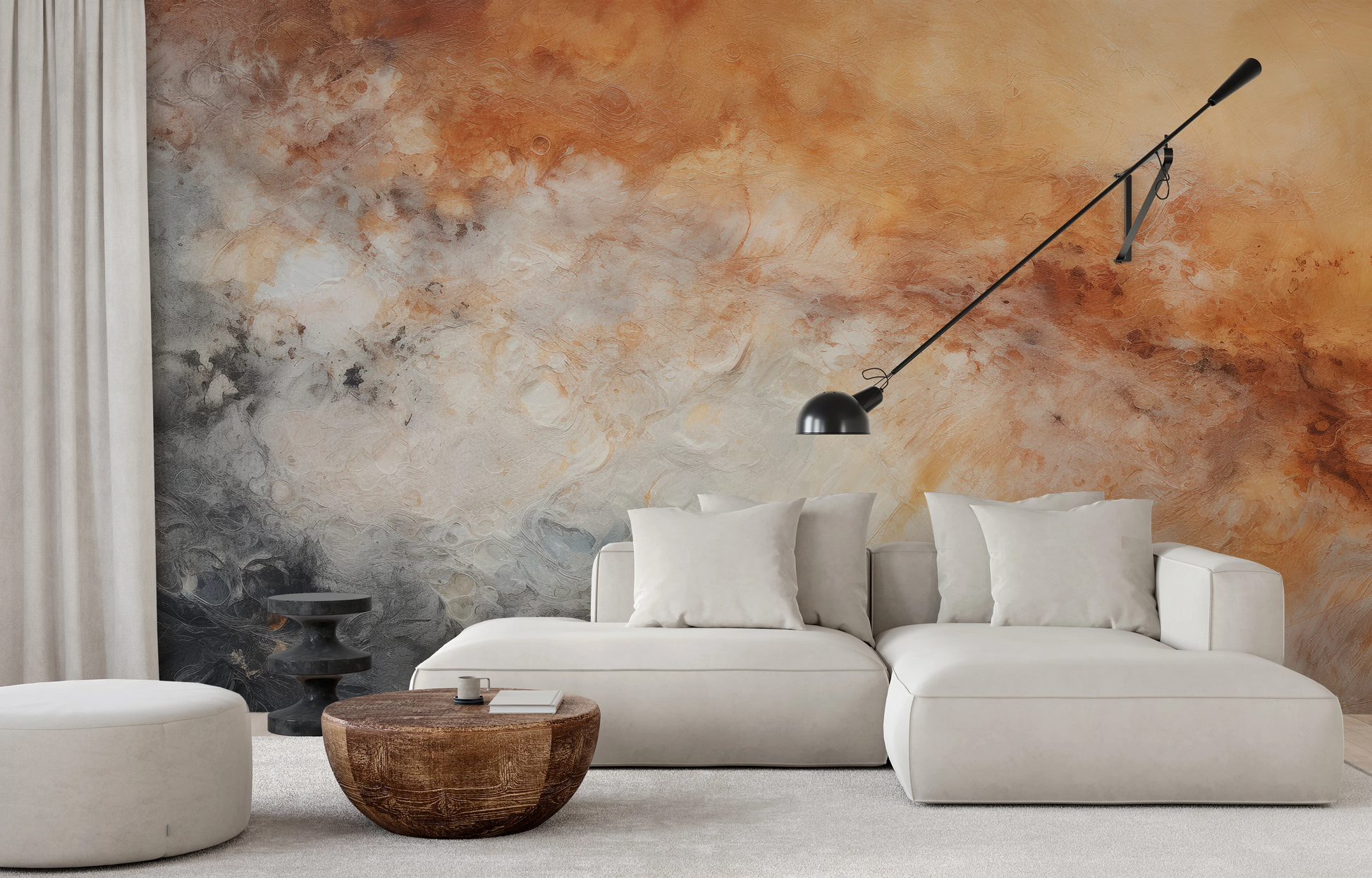 Wzór fototapety o nazwie Jupiter's Canvas pokazanej w kontekście pomieszczenia.