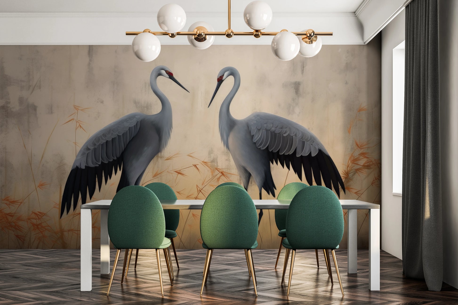 Fototapeta malowana o nazwie Tranquil Symphony pokazana w aranżacji wnętrza.