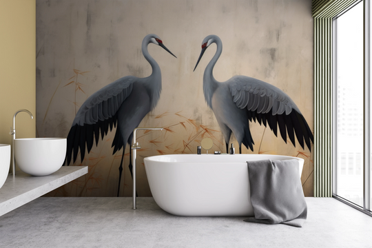 Wzór fototapety artystycznej o nazwie Tranquil Symphony pokazanej w aranżacji wnętrza.