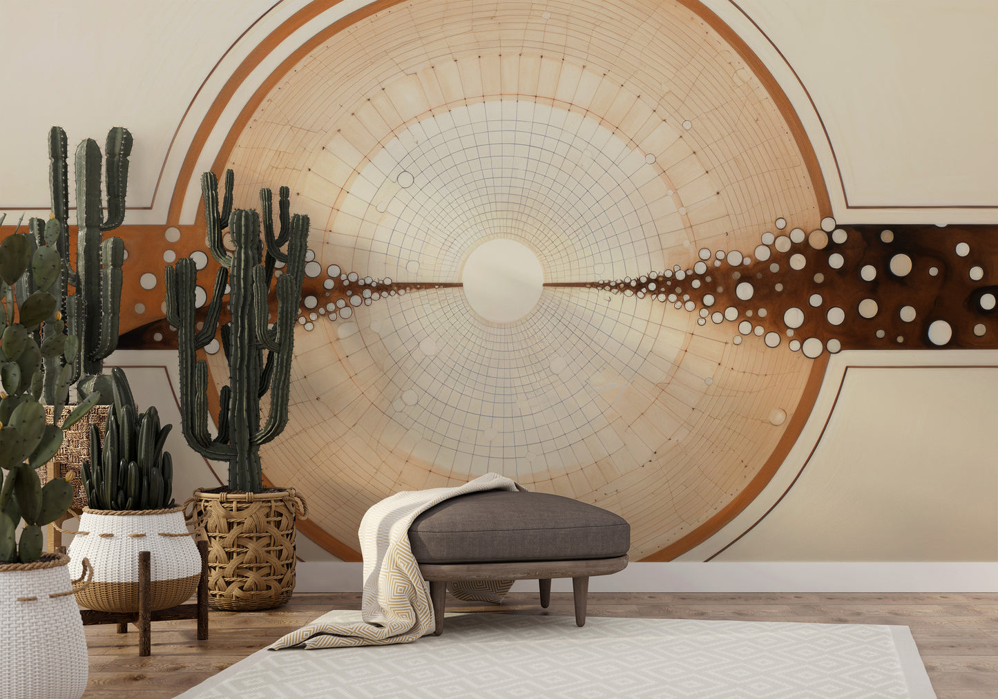 Fototapeta malowana o nazwie COSMIC BRIDGE IN WOODSY SPHERES pokazana w aranżacji wnętrza.
