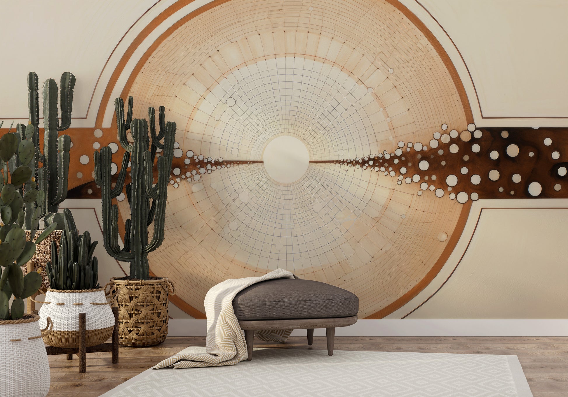 Fototapeta malowana o nazwie COSMIC BRIDGE IN WOODSY SPHERES pokazana w aranżacji wnętrza.