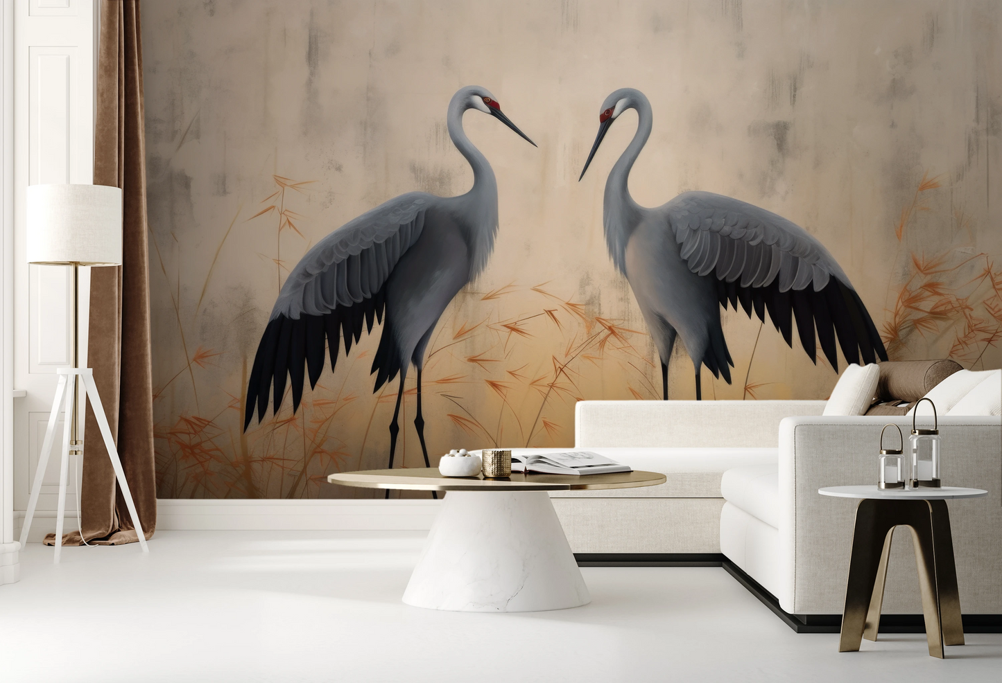 Wzór fototapety o nazwie Tranquil Symphony pokazanej w kontekście pomieszczenia.