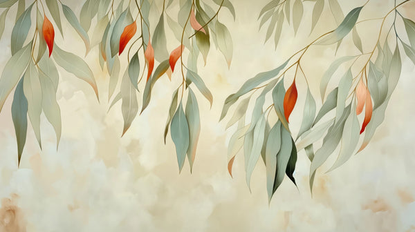 Autumnal Elegance - artistic wallpaper with leaves in autumn shades