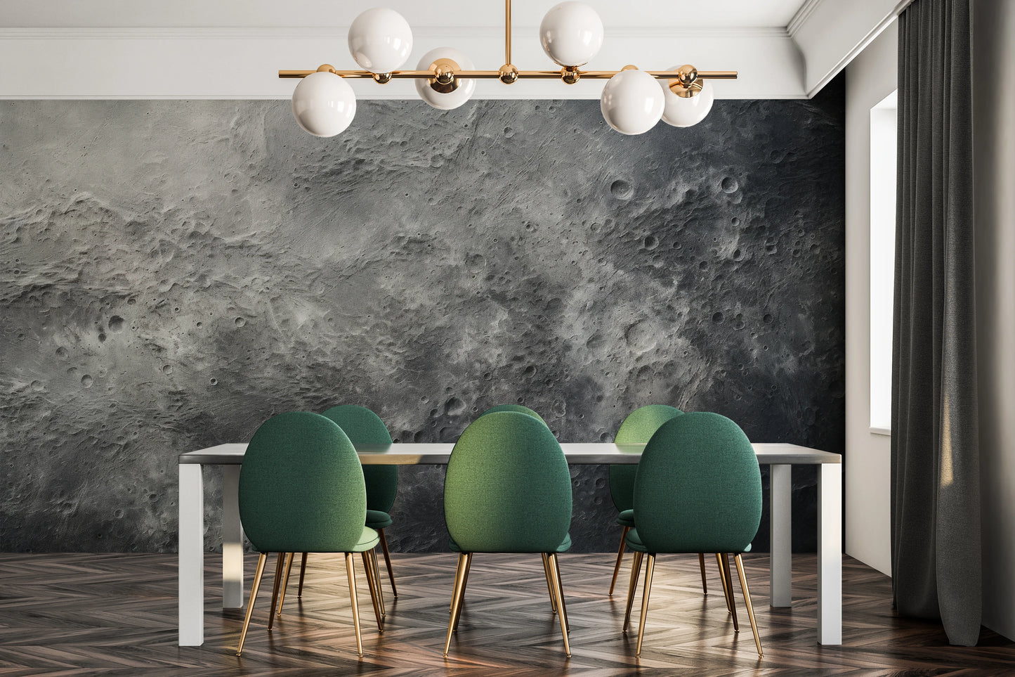 Wzór fototapety o nazwie Mercury's Texture pokazanej w kontekście pomieszczenia.