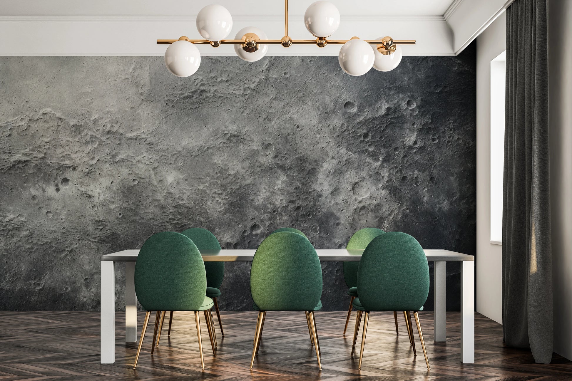Wzór fototapety o nazwie Mercury's Texture pokazanej w kontekście pomieszczenia.