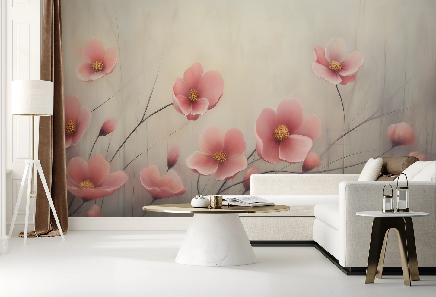 Fototapeta malowana o nazwie Delicate Bloom pokazana w aranżacji wnętrza.