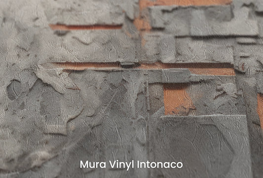Zbliżenie na artystyczną fototapetę o nazwie Lunar Concrete na podłożu Mura Vinyl Intonaco - struktura tartego tynku.