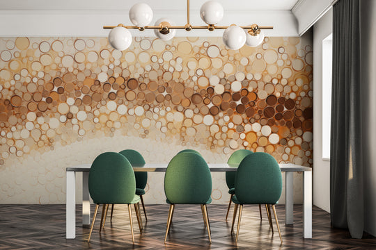 Wzór fototapety artystycznej o nazwie AMBER BUBBLES CASCADE pokazanej w aranżacji wnętrza.