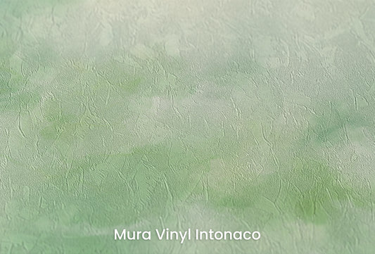 Zbliżenie na artystyczną fototapetę o nazwie Serene Reflection na podłożu Mura Vinyl Intonaco - struktura tartego tynku.