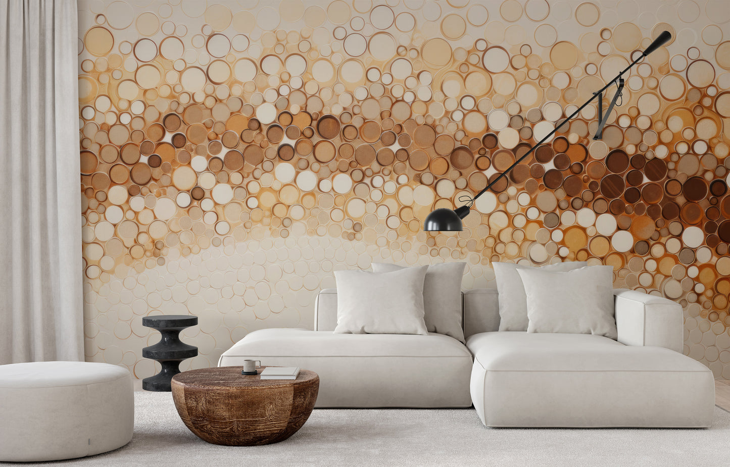 Fototapeta artystyczna o nazwie AMBER BUBBLES CASCADE pokazana w aranżacji wnętrza.