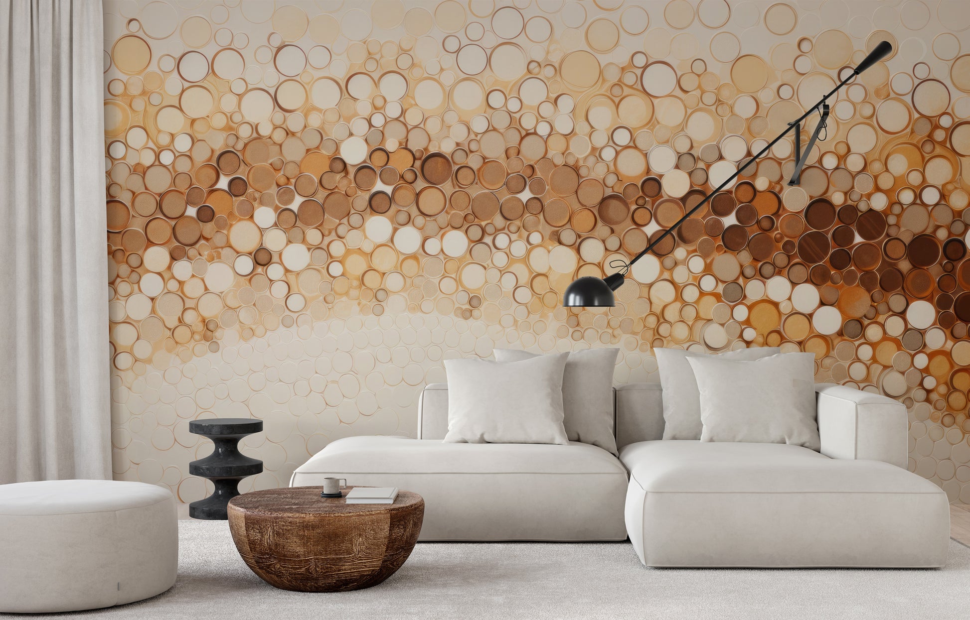 Fototapeta artystyczna o nazwie AMBER BUBBLES CASCADE pokazana w aranżacji wnętrza.