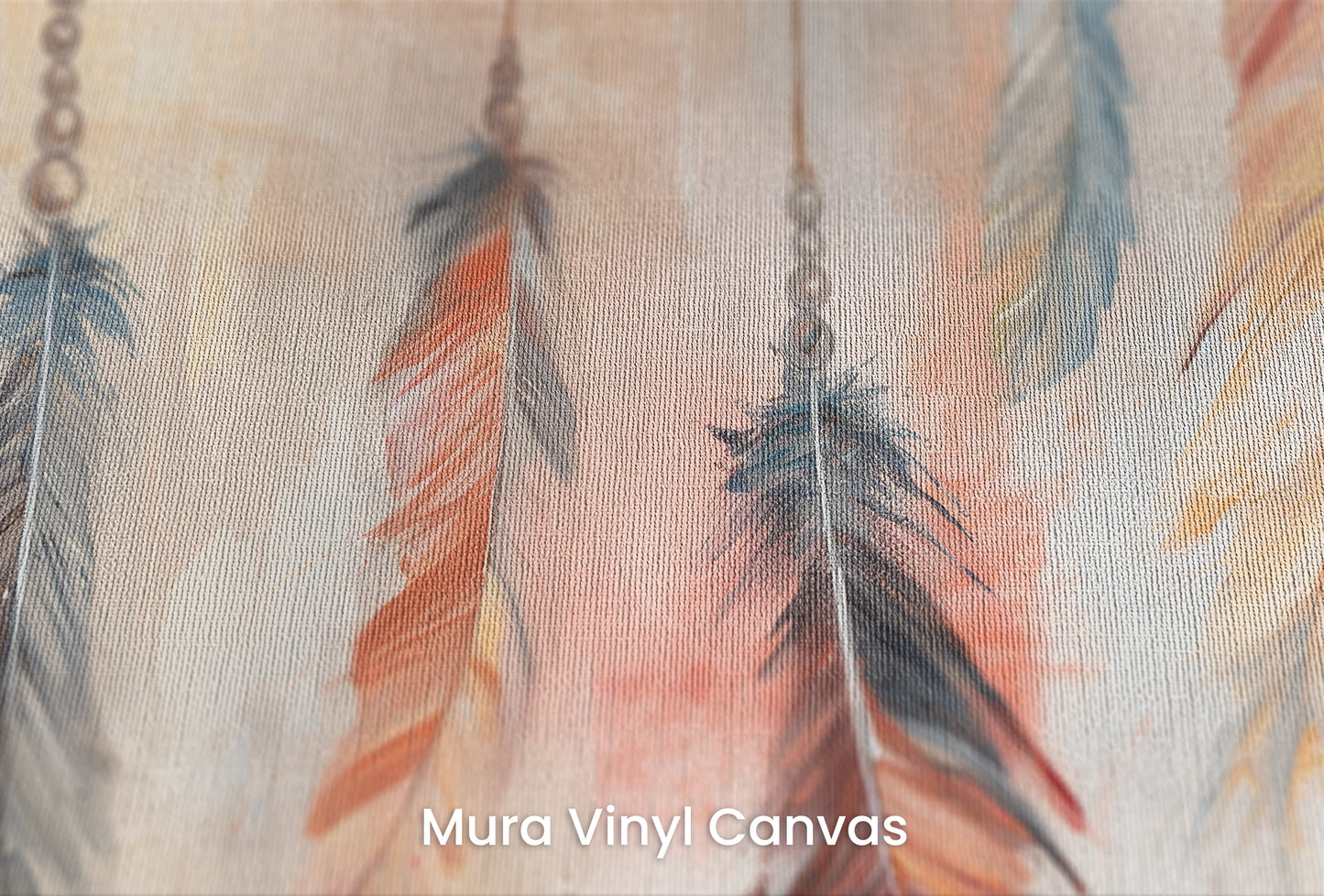 Zbliżenie na artystyczną fototapetę o nazwie Abstract Feathers na podłożu Mura Vinyl Canvas - faktura naturalnego płótna.
