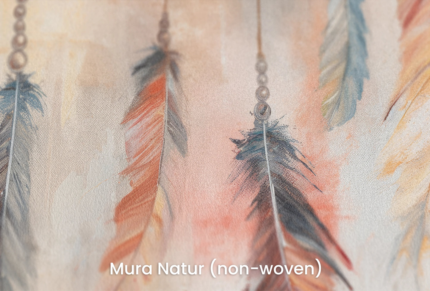 Zbliżenie na artystyczną fototapetę o nazwie Abstract Feathers na podłożu Mura Natur (non-woven) - naturalne i ekologiczne podłoże.