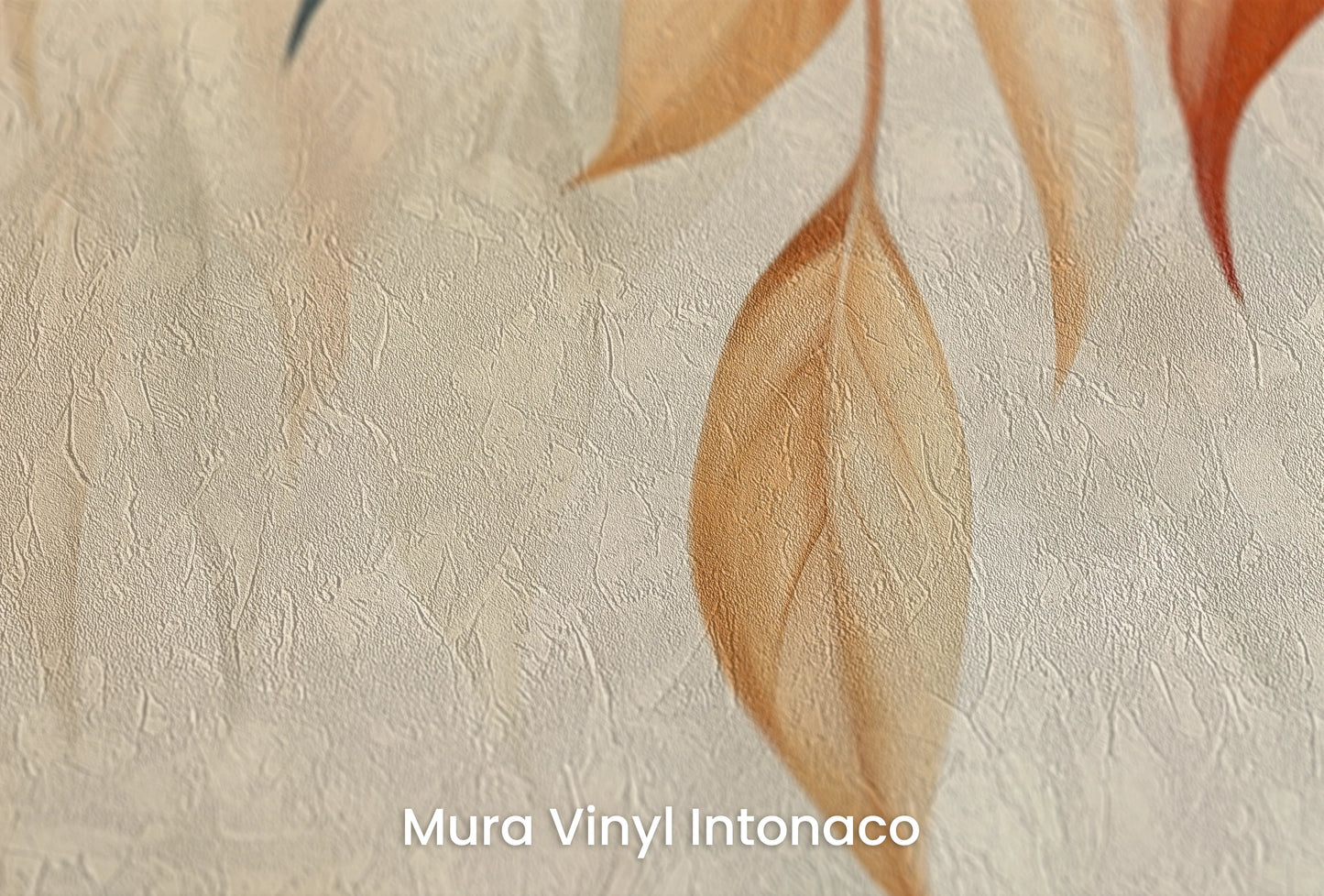 Zbliżenie na artystyczną fototapetę o nazwie Whimsical Breeze na podłożu Mura Vinyl Intonaco - struktura tartego tynku.