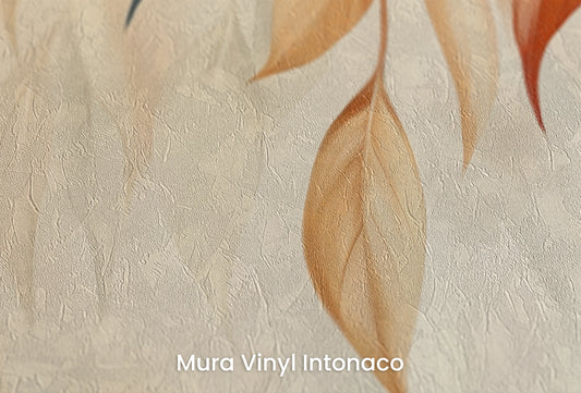 Zbliżenie na artystyczną fototapetę o nazwie Whimsical Breeze na podłożu Mura Vinyl Intonaco - struktura tartego tynku.