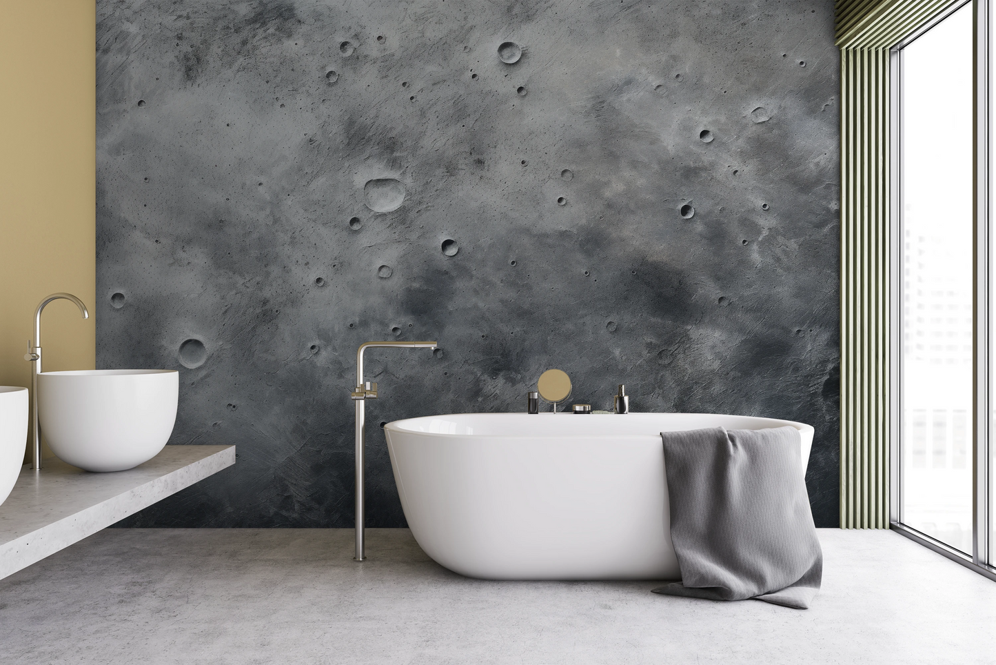 Wzór fototapety artystycznej o nazwie Pluto's Mystery pokazanej w aranżacji wnętrza.