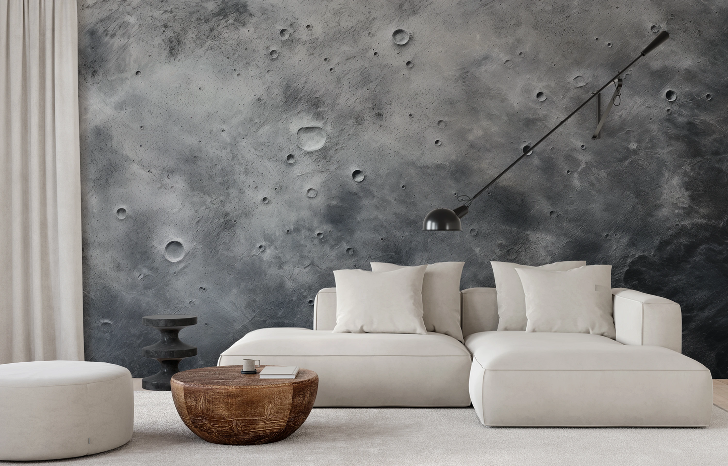 Zdjęcie prezentuje aranżację wnętrza z użyciem fototapety o nazwie Pluto's Mystery pokazanej w aranżacji wnętrza.