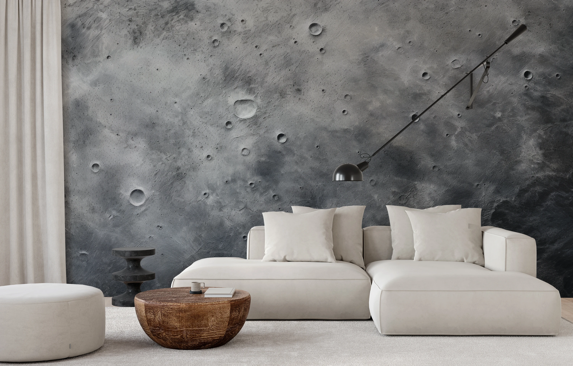 Zdjęcie prezentuje aranżację wnętrza z użyciem fototapety o nazwie Pluto's Mystery pokazanej w aranżacji wnętrza.