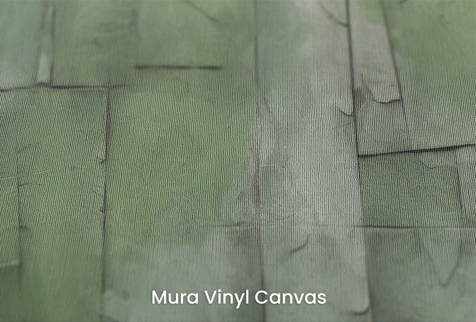 Zbliżenie na artystyczną fototapetę o nazwie Sage Brushstrokes na podłożu Mura Vinyl Canvas - faktura naturalnego płótna.