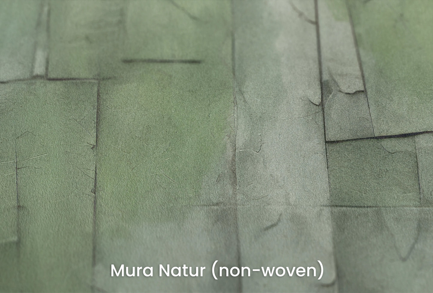 Zbliżenie na artystyczną fototapetę o nazwie Sage Brushstrokes na podłożu Mura Natur (non-woven) - naturalne i ekologiczne podłoże.