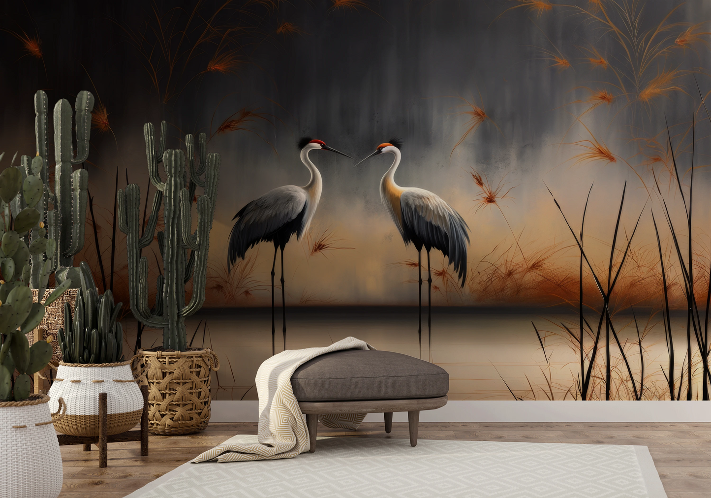 Fototapeta artystyczna o nazwie Dusk Serenity pokazana w aranżacji wnętrza.