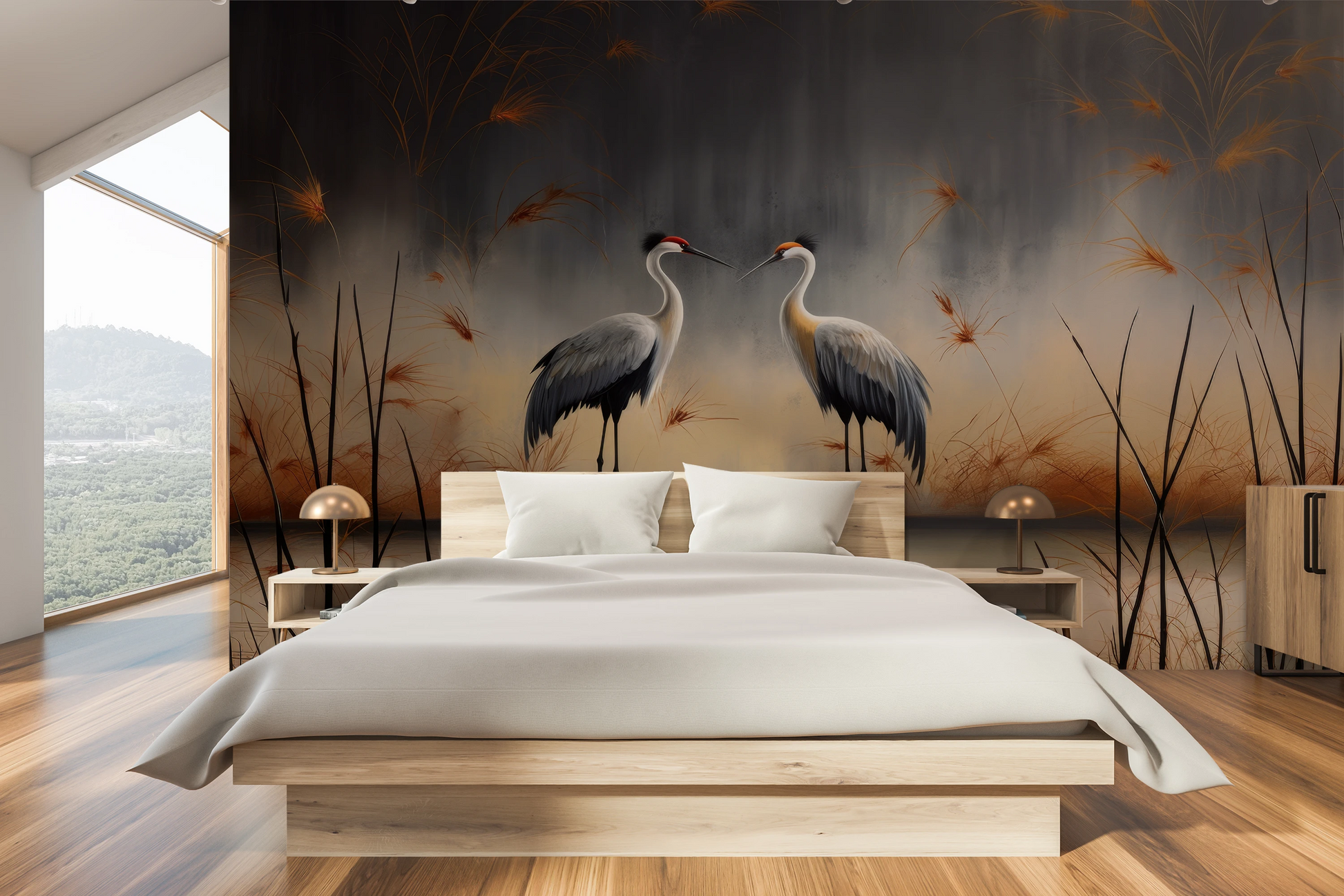 Wzór fototapety o nazwie Dusk Serenity pokazanej w kontekście pomieszczenia.