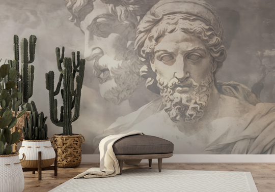 Wzór fototapety artystycznej o nazwie Marble Discourse pokazanej w aranżacji wnętrza.