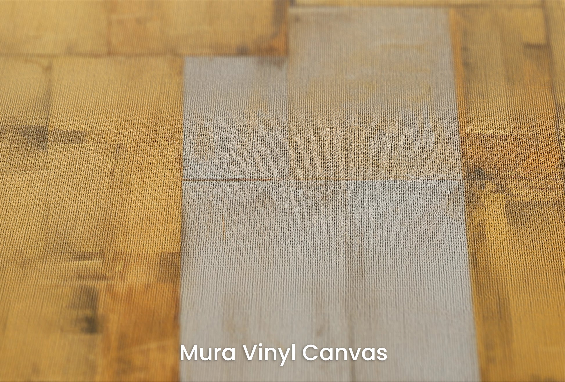 Zbliżenie na artystyczną fototapetę o nazwie Gilded Blocks na podłożu Mura Vinyl Canvas - faktura naturalnego płótna.